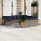 JUNG Vida 12-teiliges Gartensofa-Set mit Kissen, grau, Polyrattan