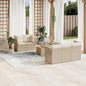 JUNG Vida 6-tlg. Garten-Sofagarnitur mit Kissen Beige Poly Rattan