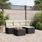 JUNG Vida 5-tlg. Garten-Sofagarnitur mit Kissen Schwarz Poly Rattan