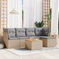 JUNG Vida 6-tlg. Garten-Sofagarnitur mit Kissen Beige Poly Rattan