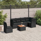 JUNG Vida 7-tlg. Garten-Sofagarnitur mit Kissen Schwarz Poly Rattan