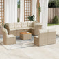 JUNG Vida 9-tlg. Garten-Sofagarnitur mit Kissen Beige Poly Rattan