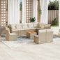 JUNG Vida 11-tlg. Garten-Sofagarnitur mit Kissen Beige Poly Rattan