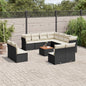 JUNG Vida 12-tlg. Garten-Sofagarnitur mit Kissen Schwarz Poly Rattan