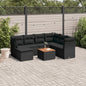 JUNG Vida 8-tlg. Garten-Sofagarnitur mit Kissen Schwarz Poly Rattan