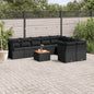 JUNG Vida 10-tlg. Garten-Sofagarnitur mit Kissen Schwarz Poly Rattan