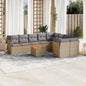 JUNG Vida 10-tlg. Garten-Sofagarnitur mit Kissen Beige Poly Rattan