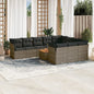 JUNG Vida 11-tlg. Garten-Sofagarnitur mit Kissen Grau Poly Rattan