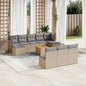 JUNG Vida 11-tlg. Garten-Sofagarnitur mit Kissen Beige Poly Rattan