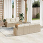 JUNG Vida 8-tlg. Garten-Sofagarnitur mit Kissen Beige Poly Rattan