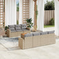 JUNG Vida 8-tlg. Garten-Sofagarnitur mit Kissen Beige Poly Rattan