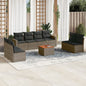 JUNG Vida 9-tlg. Garten-Sofagarnitur mit Kissen Grau Poly Rattan