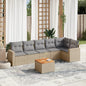 JUNG Vida 7-tlg. Garten-Sofagarnitur mit Kissen Beige Poly Rattan