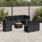 JUNG Vida 9-tlg. Garten-Sofagarnitur mit Kissen Schwarz Poly Rattan