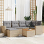 JUNG Vida 7-tlg. Garten-Sofagarnitur mit Kissen Beige Poly Rattan