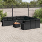 JUNG Vida 12-tlg. Garten-Sofagarnitur mit Kissen Schwarz Poly Rattan