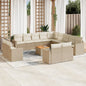 JUNG Vida 14-tlg. Garten-Sofagarnitur mit Kissen Beige Poly Rattan