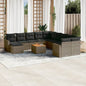 JUNG Vida 12-tlg. Garten-Sofagarnitur mit Kissen Grau Poly Rattan