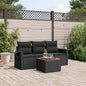 JUNG Vida 4-tlg. Garten-Sofagarnitur mit Kissen Schwarz Poly Rattan