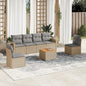 JUNG Vida 7-tlg. Garten-Sofagarnitur mit Kissen Beige Poly Rattan