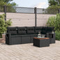 JUNG Vida 6-tlg. Garten-Sofagarnitur mit Kissen Schwarz Poly Rattan