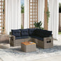 JUNG Vida 6-teiliges Gartensofa-Set mit Kissen, grau, Polyrattan