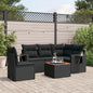 JUNG Vida 6-tlg. Garten-Sofagarnitur mit Kissen Schwarz Poly Rattan