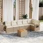 JUNG Vida 7-tlg. Garten-Sofagarnitur mit Kissen Beige Poly Rattan