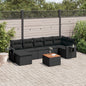JUNG Vida 8-tlg. Garten-Sofagarnitur mit Kissen Schwarz Poly Rattan