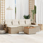 JUNG Vida 7-tlg. Garten-Sofagarnitur mit Kissen Beige Poly Rattan