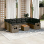 JUNG Vida 10-tlg. Garten-Sofagarnitur mit Kissen Grau Poly Rattan