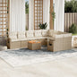 JUNG Vida 10-tlg. Garten-Sofagarnitur mit Kissen Beige Poly Rattan