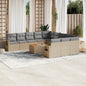 JUNG Vida 12-tlg. Garten-Sofagarnitur mit Kissen Beige Poly Rattan