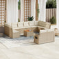 JUNG Vida 13-tlg. Garten-Sofagarnitur mit Kissen Beige Poly Rattan