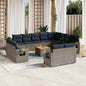 JUNG Vida 13-teiliges Gartensofa-Set mit Kissen, grau, Polyrattan