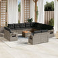 JUNG Vida 14-tlg. Garten-Sofagarnitur mit Kissen Grau Poly Rattan