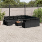 JUNG Vida 13-tlg. Garten-Sofagarnitur mit Kissen Schwarz Poly Rattan