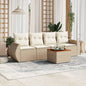 JUNG Vida 5-tlg. Garten-Sofagarnitur mit Kissen Beige Poly Rattan