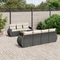 JUNG Vida 8-tlg. Garten-Sofagarnitur mit Kissen Schwarz Poly Rattan