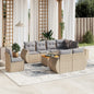 JUNG Vida 9-tlg. Garten-Sofagarnitur mit Kissen Beige Poly Rattan