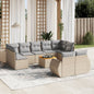 JUNG Vida 10-tlg. Garten-Sofagarnitur mit Kissen Beige Poly Rattan