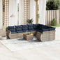 JUNG Vida 10-teiliges Gartensofa-Set mit Kissen, grau, Polyrattan