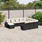 JUNG Vida 11-tlg. Garten-Sofagarnitur mit Kissen Schwarz Poly Rattan
