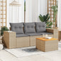 JUNG Vida 4-tlg. Garten-Sofagarnitur mit Kissen Beige Poly Rattan