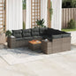 JUNG Vida 9-tlg. Garten-Sofagarnitur mit Kissen Grau Poly Rattan