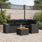 JUNG Vida 5-tlg. Garten-Sofagarnitur mit Kissen Schwarz Poly Rattan