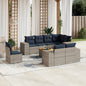 JUNG Vida 9-teiliges Gartensofa-Set mit Kissen, grau, Polyrattan
