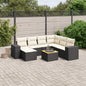 JUNG Vida 8-tlg. Garten-Sofagarnitur mit Kissen Schwarz Poly Rattan
