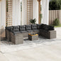 JUNG Vida 11-tlg. Garten-Sofagarnitur mit Kissen Grau Poly Rattan