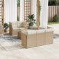 JUNG Vida 6-tlg. Garten-Sofagarnitur mit Kissen Beige Poly Rattan